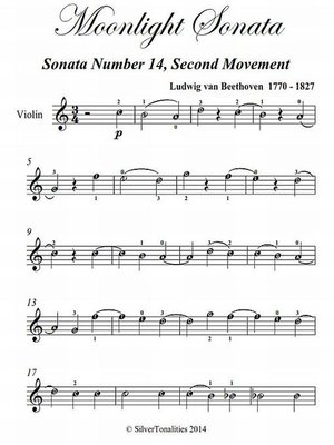 cover image of Moonlight Sonata Second Movement Easy Violin Sheet Music